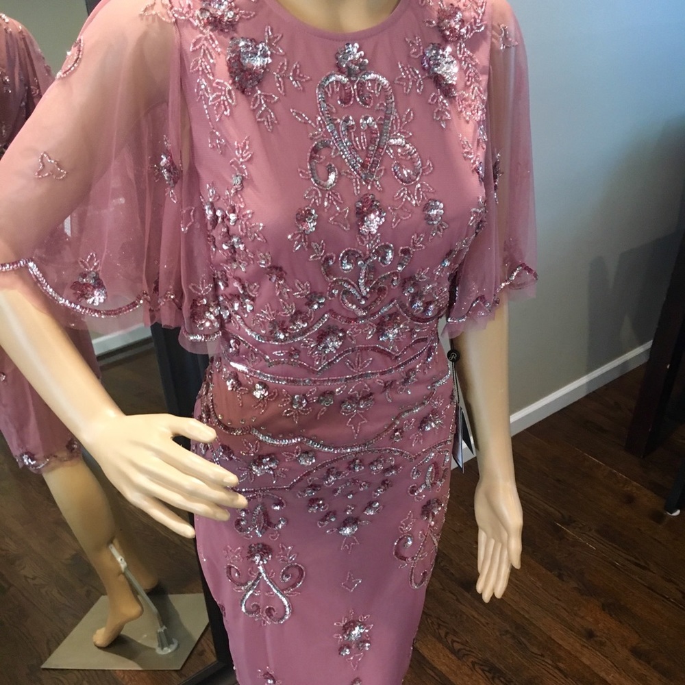 Soft pink beaded Adriana papell